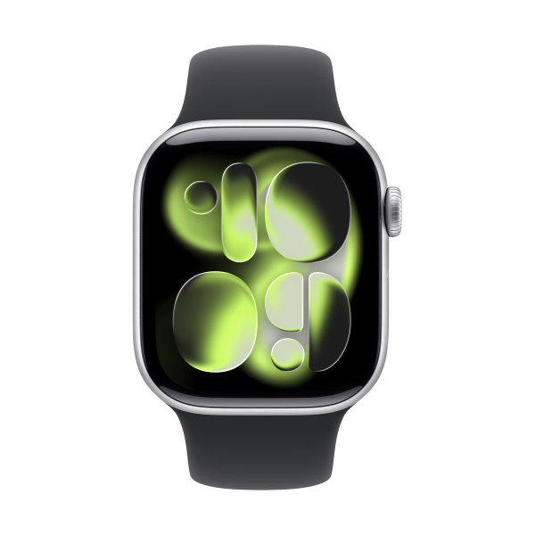 умные часы apple watch s11 46 mm silver aluminum case with black sport band m/l