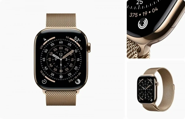 умные часы apple watch s11 46mm gold titanium case with milanese loop gold m/l